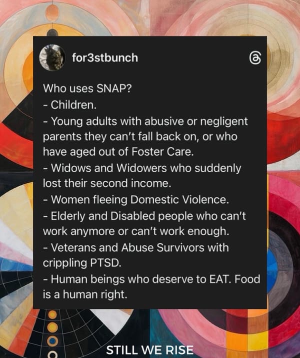 The image lists examples of who uses SNAP benefits in the U.S. 